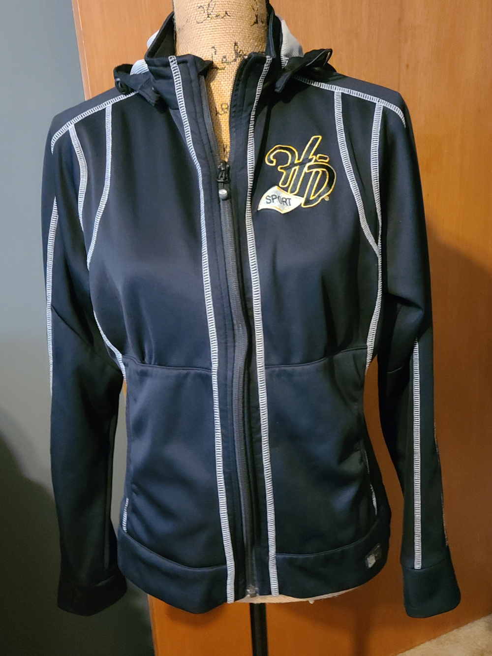 Harley-Davidson Black Hoodie Jacket with White Trim and Yellow Logo
